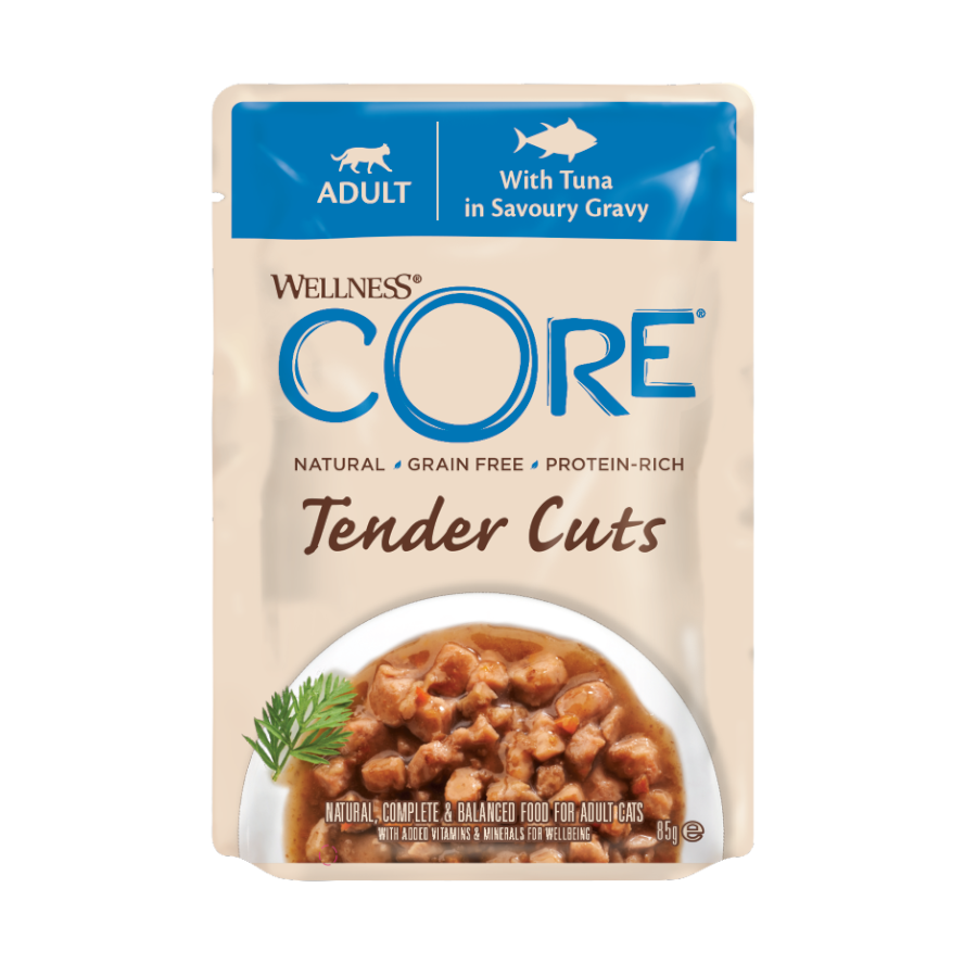 85 g Wellness Core Tender Cuts atún sobre en salsa para gatos